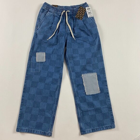 NWT Vans Jeans Womens XS Mended Check Denim Range Elastic Checkered - Picture 1 of 12
